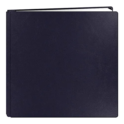12x12 Postbound Leather Family Treasures Memory Book, Navy Blue