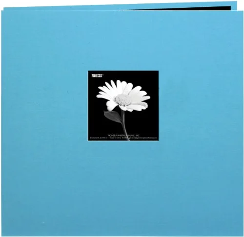 Book Cloth Cover Post Bound Album 12x12, Turquoise Blue