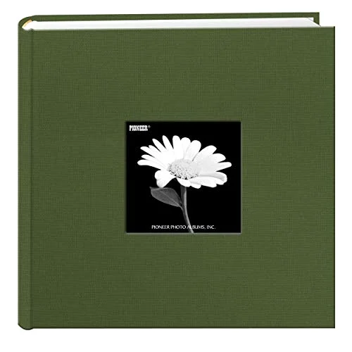 Fabric Frame Cover Photo Album, 200 pockets, Herbal Green
