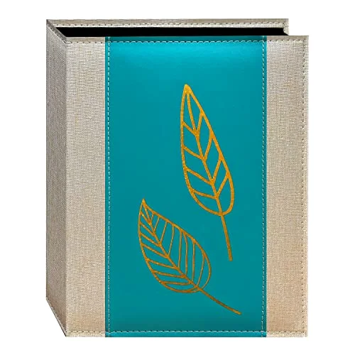 Gold Design Embossed Seagrass Photo Album, Teal
