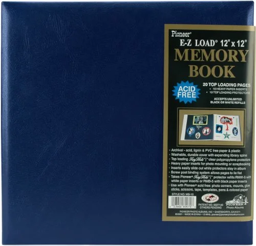 Post-Bound Fabric Frame Memory Book, 12x12, Navy Blue