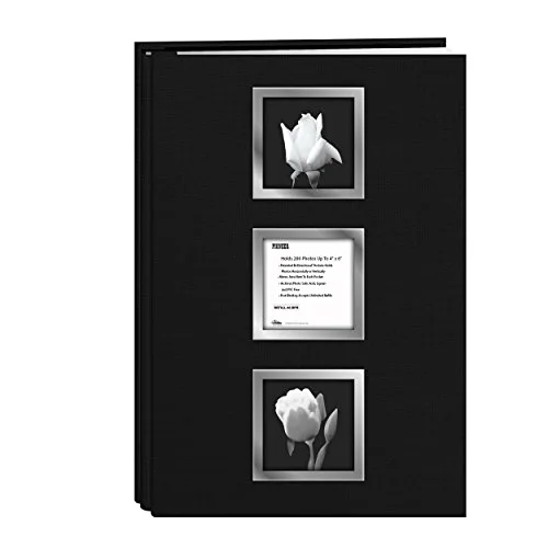 Post-Bound Leatherette Album with Gold Accents, 200 pockets, Black (BP-200F/BK)