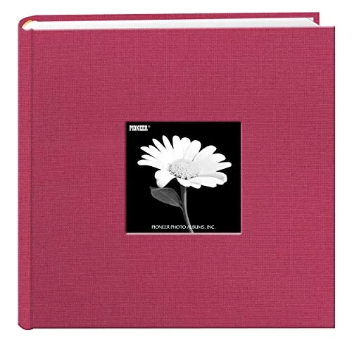 Fabric Frame Cover Photo Album, 200 pockets, Bright Pink